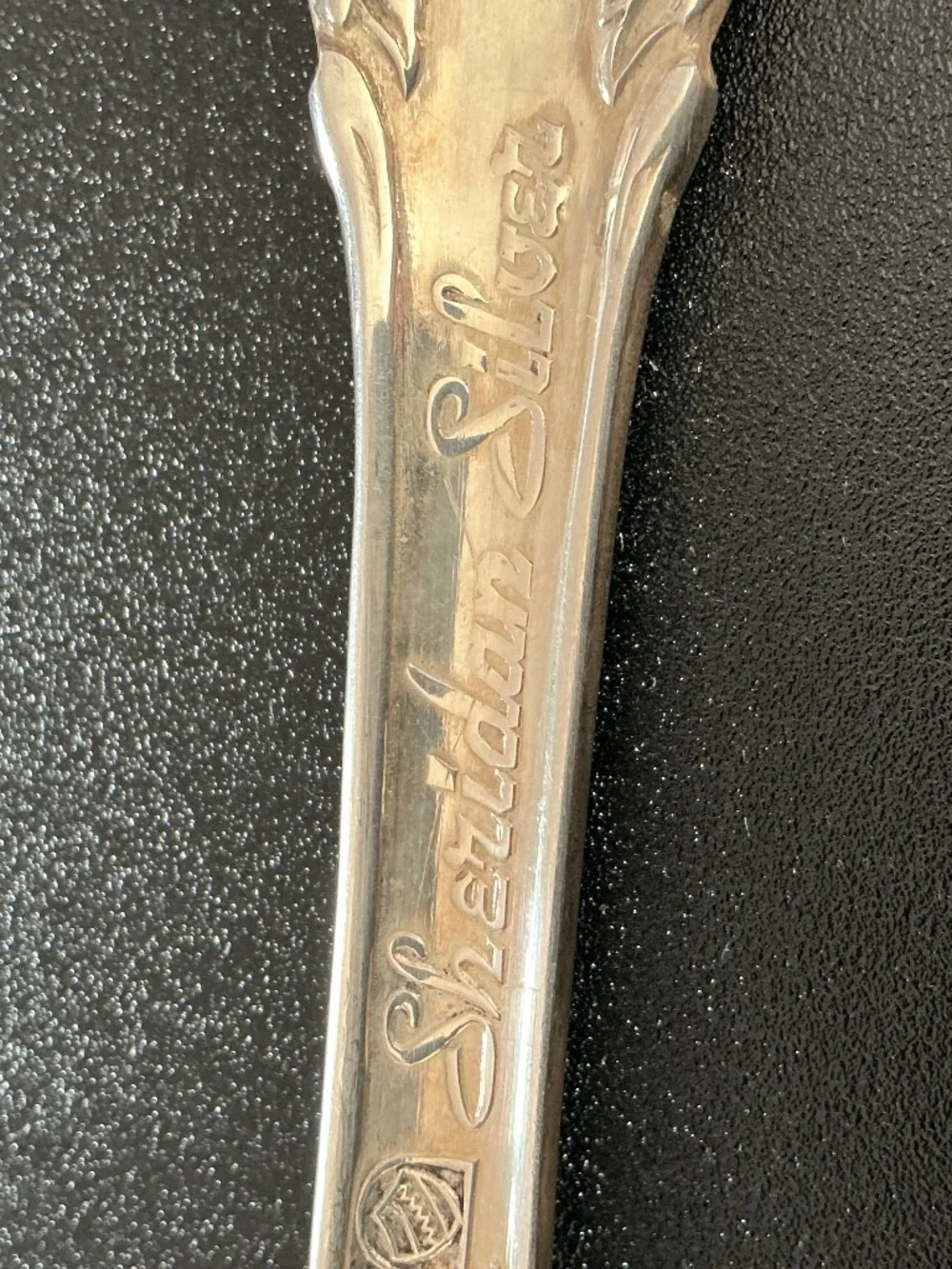 Vintage Sheridan Silver Co Ornate Silver Plated Large Buffet Serving Spoon